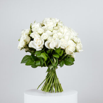 white rose long stem large bouquet